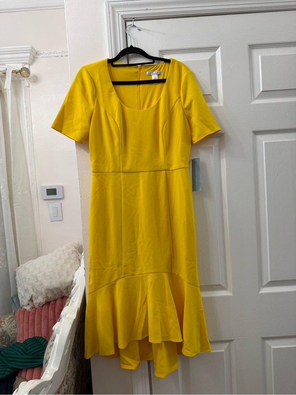 Sunny Yellow Scoop-Neck Fit & Flare Dress